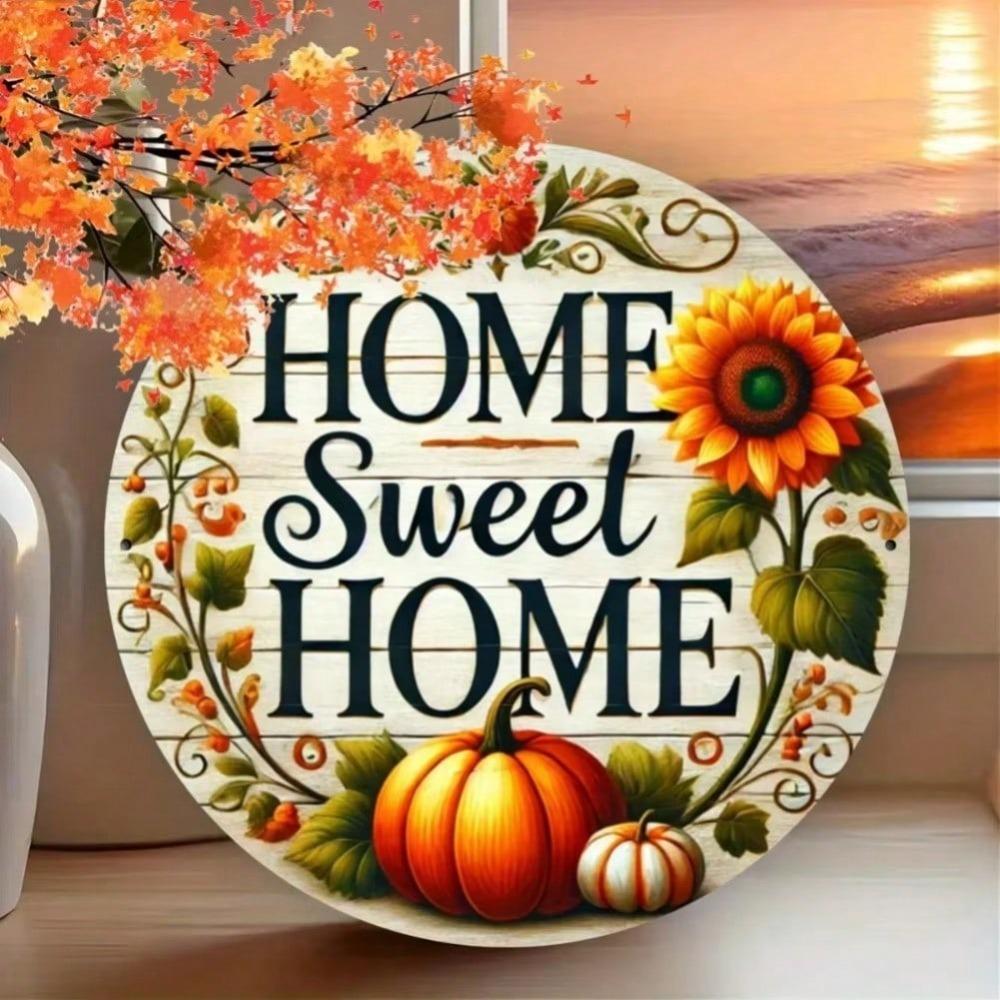 Vintage Aluminum Home Sweet Home Wreath Sign Wall Decor For Living Room Kitchen Bathroom Bedroom