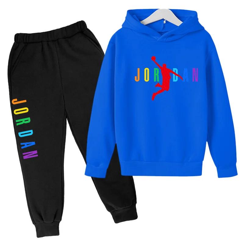 2-13 Anni Bambini e Bambine Abbigliamento Semplice Autunno Primavera 2 Pezzi Felpa+Pantaloni Stampa Lettere Tute Bambini Casual Set