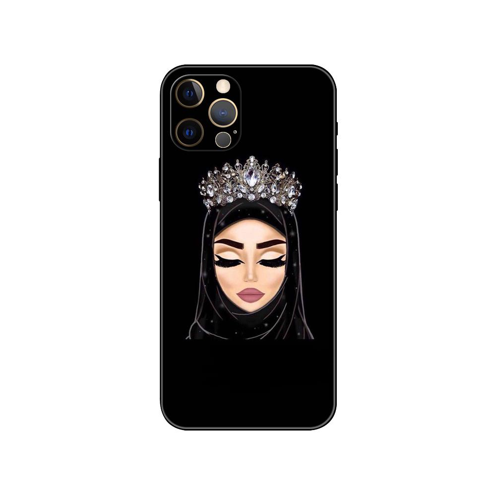 Hijab Gesicht Muslimisch Islamisch Handyhülle für iPhone 5 5s 2020se 6 6s 7 8 plus x 10 XR XS 11 12 13 mini pro MAX schwarz TPU Rückseite