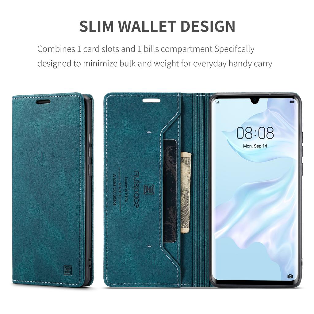 For Huawei P30 Pro Wallet Case AUTSPACE A01 Leather Stand Cover with RFID Blocking Card Holder