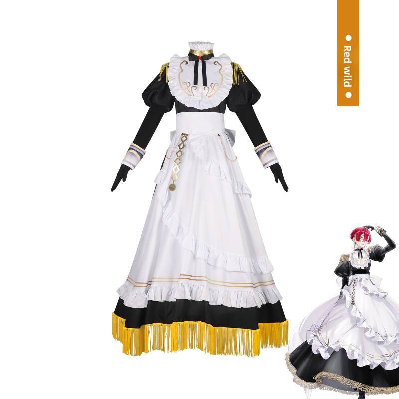 Playing Death Game To Put Food On The Table Cosplay Costume Red Girl Maid Dress For Anime Role Play