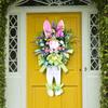 Resurrection Rabbit Decorative Wreath Pendant Easter Cartoon Theme Simulation Plant Door Hanging Ornament