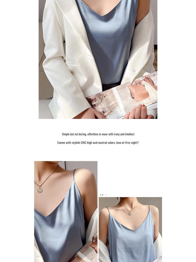 Women's V-Neck Ice Silk Camisole Vest - 2025 Summer Collection