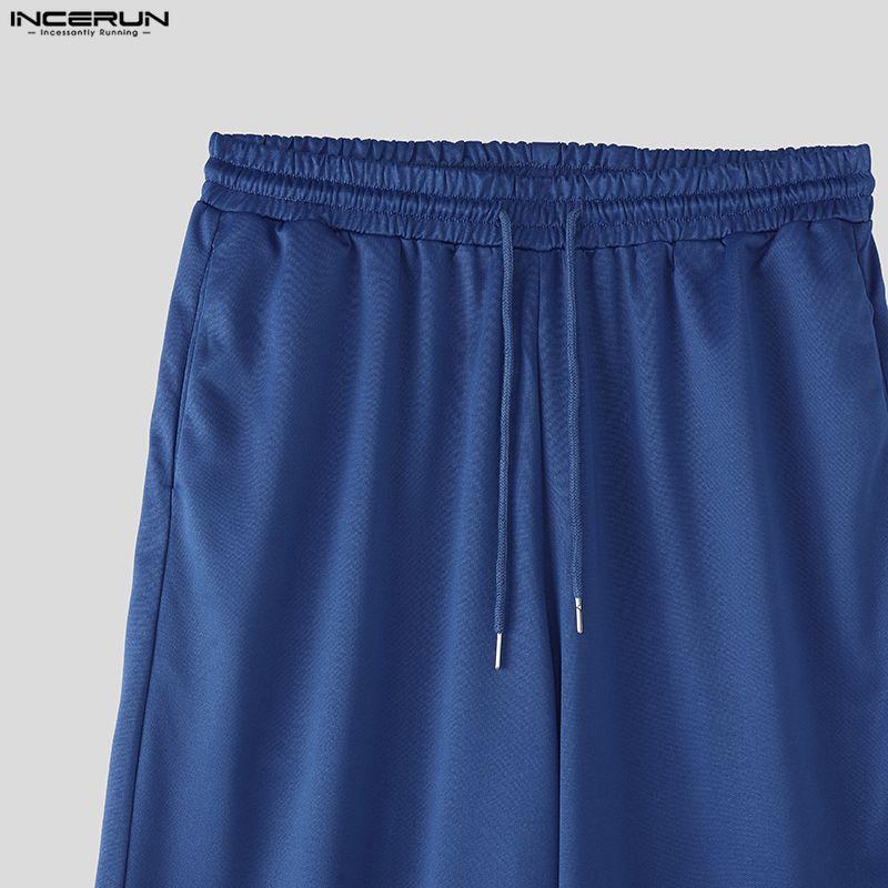 INCERUN 2PCS Men Square Collar Long Sleeve Thin Sweatshirts Long Pants Sports Sets