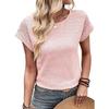 2026 New Women's Waffle Lace Short Sleeve Round Neck Casual Loose T-Shirt