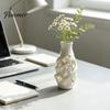 Artistic Table Centerpiece for Bedroom 3D Printed White Hollow Vase, Modern Abstract Art Flower Pot Desktop Ornament Study Room Living Bedroom,