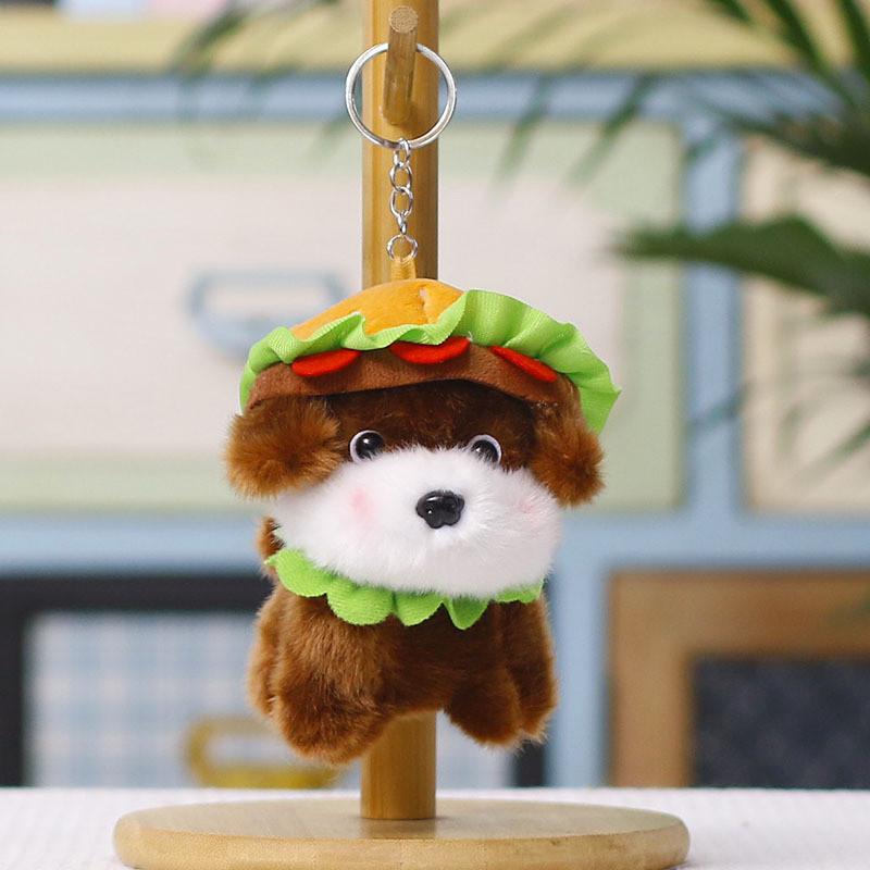 Plush Hamburger Dog Keychain With Pp Cotton Filling For Kids And Adults