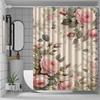 1pc pink romantic floral shower curtain, high-end elegant bathroom curtain, bathroom decoration pattern