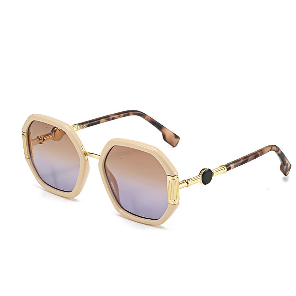 Fashionable Women Sunglasses Unique Octagonal Frame Gradient Lenses Golden Legs Stylish Glasses