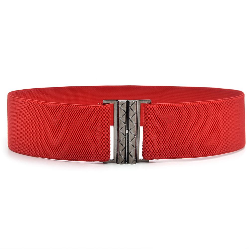 Fashion Metal Buckle Women Elastic Band Waist Defining Solid Color Stretch Waistband Comfortable Waist Corset Ladies Female