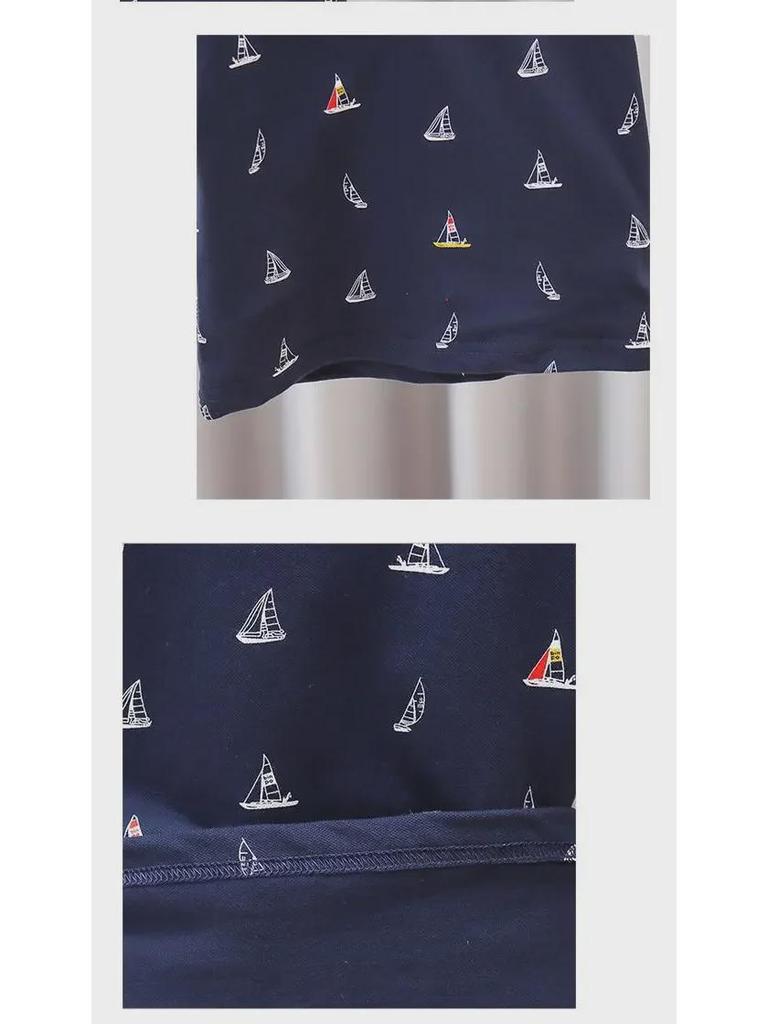 Ha Weijia Single-Color Sailboat T-Shirt – Boys' Short Sleeve