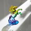 Solar-Powered Crystal Horse & Lion Figurine - Chinese Style Desktop Decoration for Wealth Attraction