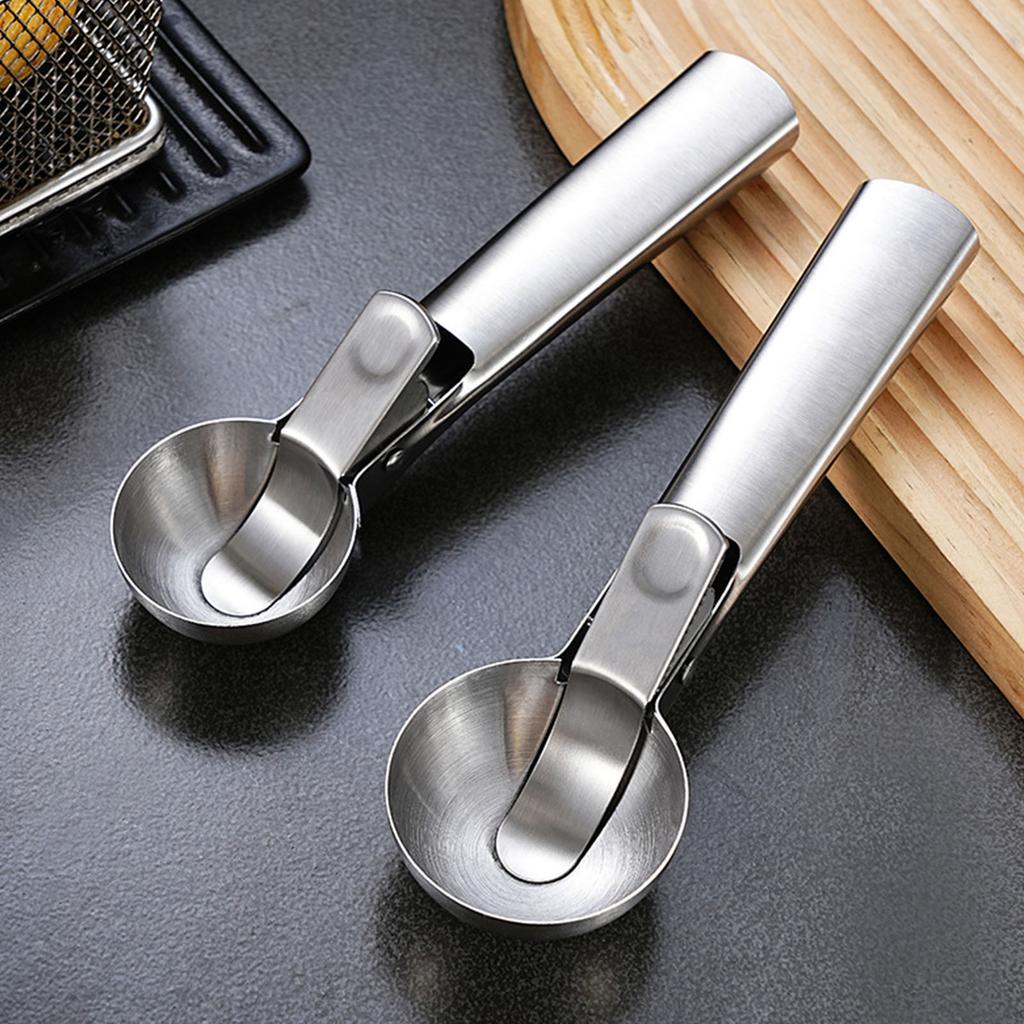 Professional Ice Cream Scooper With Release Button Heavy Duty Stainless Steel Construction Dishwasher Safe Kitchen Tool