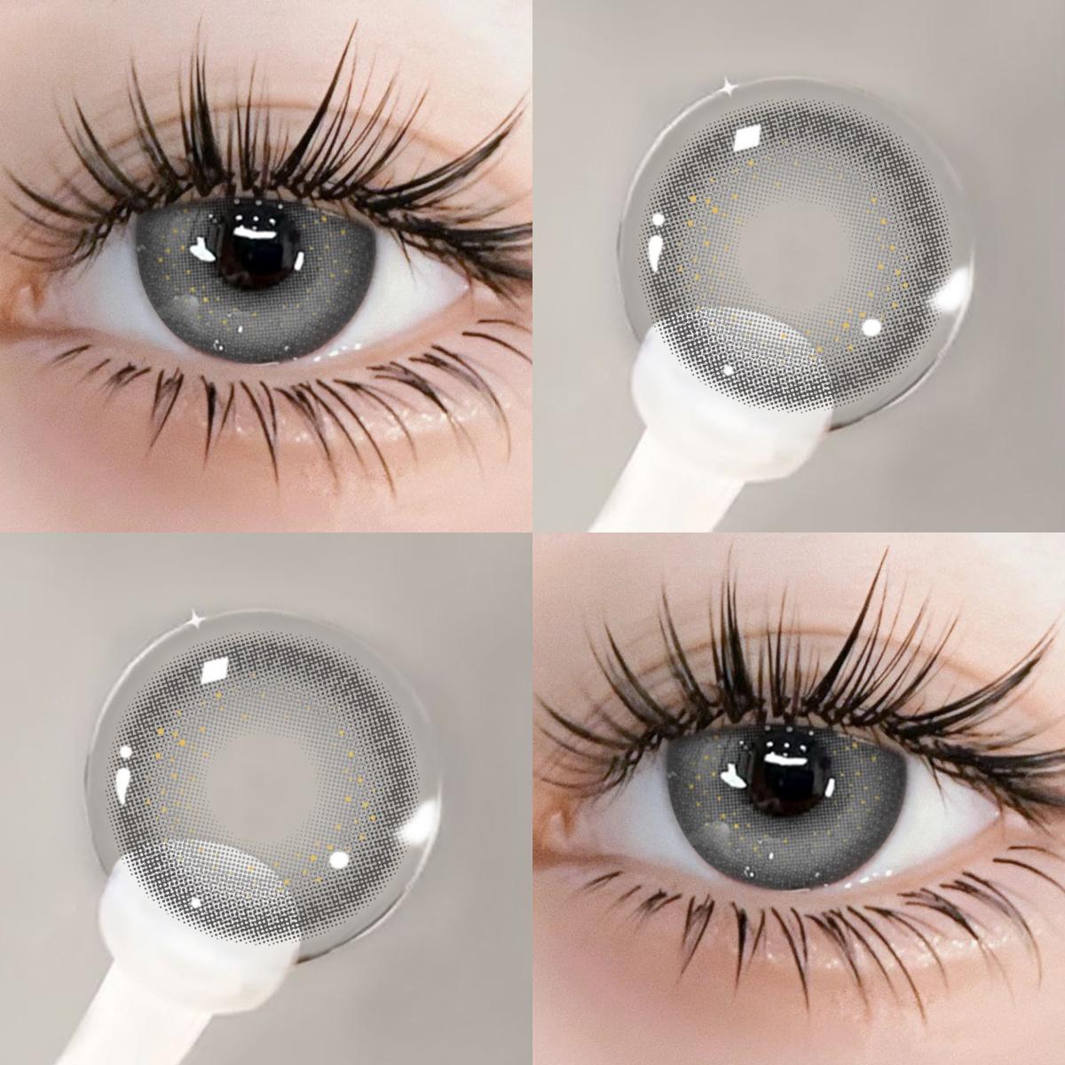 

FUNSACHY 1Pair Коричневые линзы Цветные контактные линзы для глаз Натуральные линзы Серый зрачок Косметические зрачки Colorcon Eye Линзы