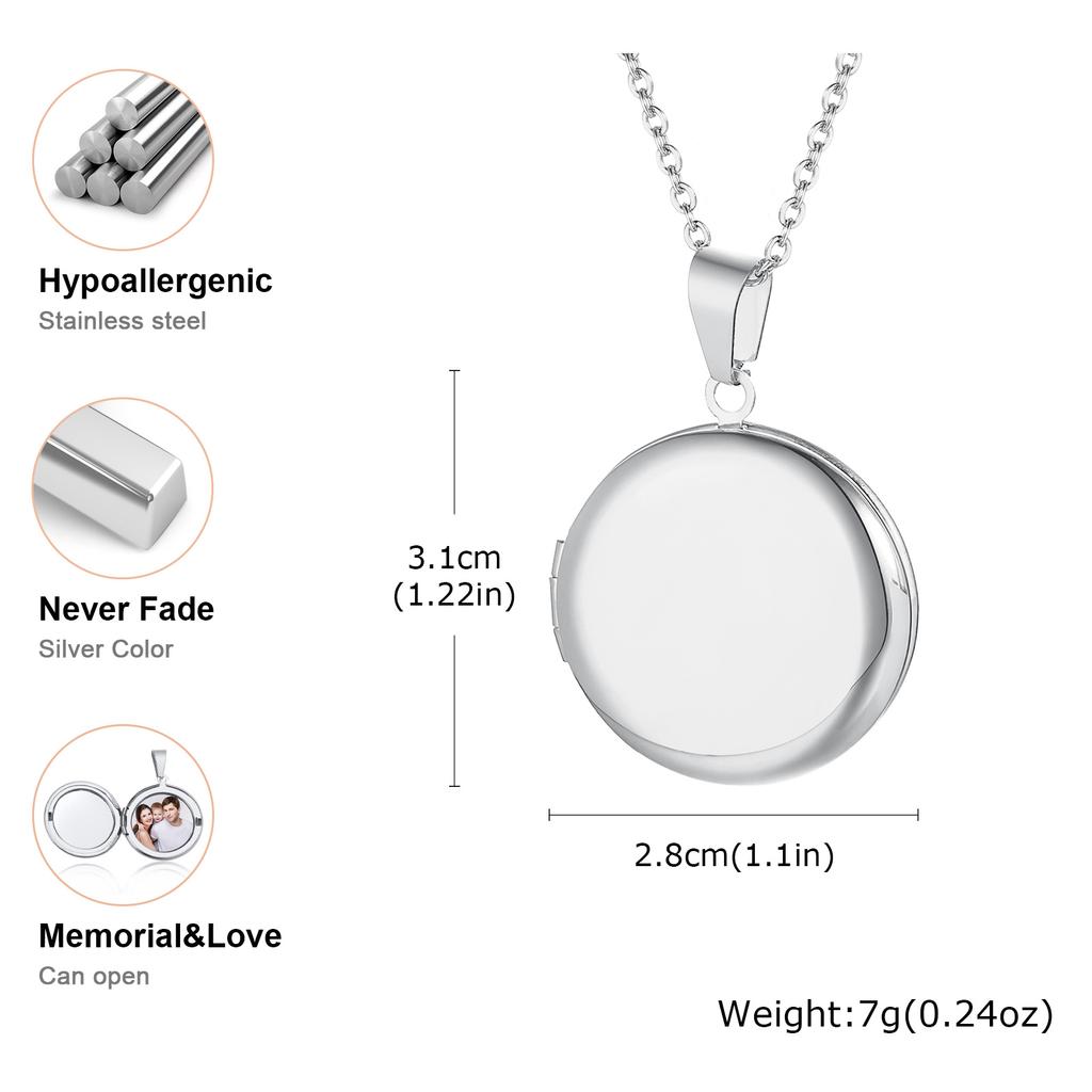 Vnox Ciondoli Medaglione Cuore Leggero per Donna Uomo Apribile Porta Foto Collane in Acciaio Inossidabile Lucido Amore Familiare Collare