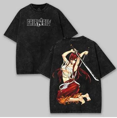 

Japanese hot Anime FAIRY TAIL Washed Tshirt personality Clothes Oversized Unisex Year round Couples high quality hot product S