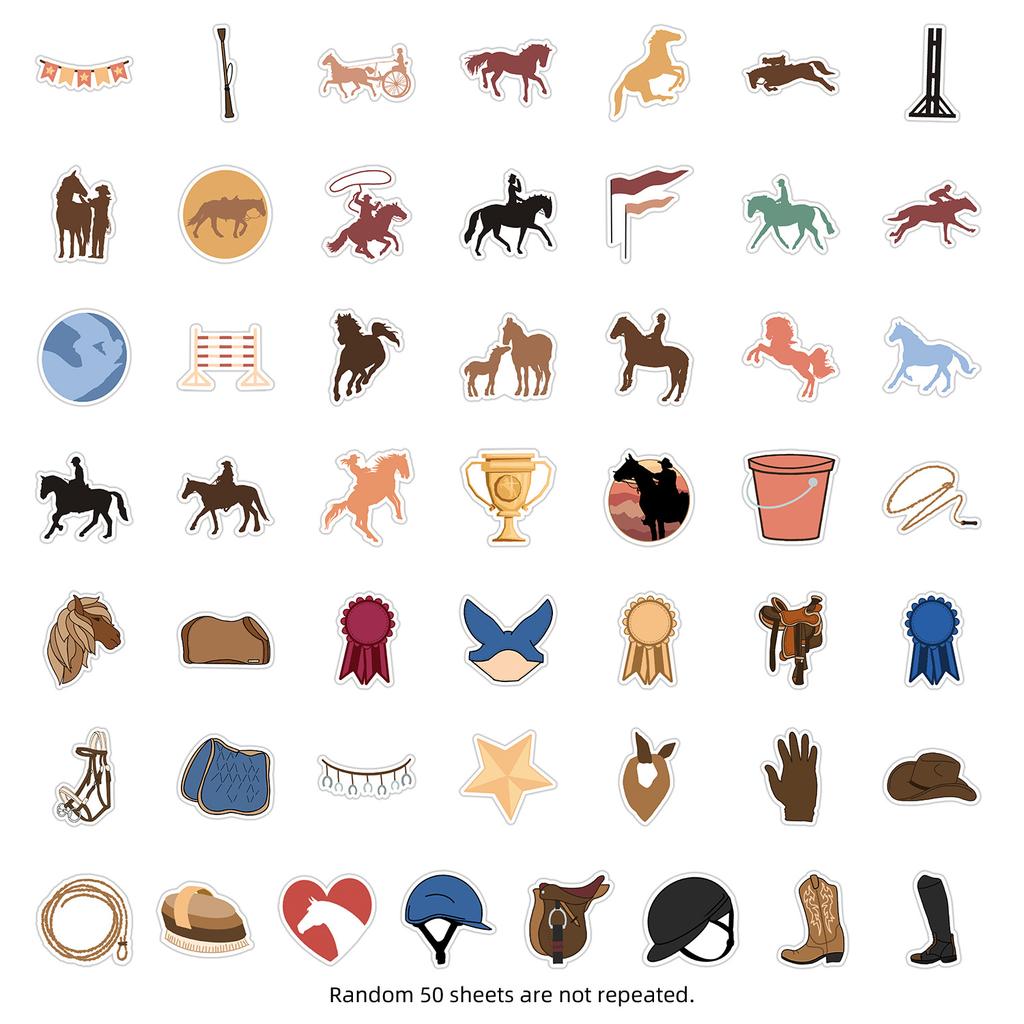 1050Pcs Equestrian Sports Horse Racing Western Cowboy Cartoon Graffiti Decorative Notebook Waterproof Sticker Kids Toy