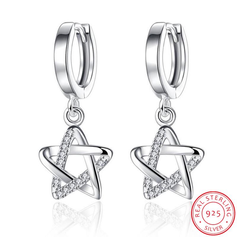 Satın alın 925 Sterling Silver Earrings for Women Hollow CZ Pentagon