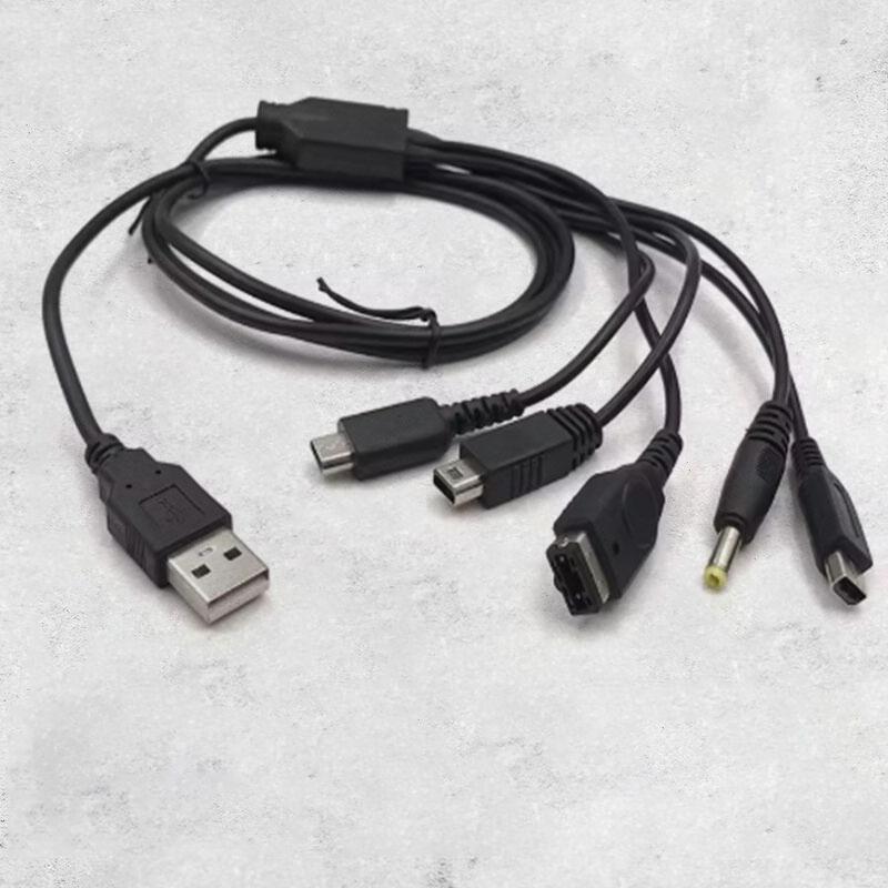 1PC Cable Fast Charging Cable 5 In 1 USB Game Charger Cord Wire For New 3DS XL NDS Lite NDSI LL WI I U GBA PSP