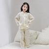 Spring And Summer New Children'S Gauze Pajamas Boys And Girls Printed Long-Sleeved Trousers Loungewear Set Loose And Thin
