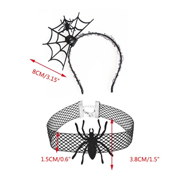 Halloween Headwear Spider Webs Headband Lace Necklace Fancy Dress-up Headpiece for Cosplay Party Novelty Headdress
