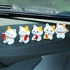 5/7pcs Car Lucky Cat Ornaments Car Dashboard Center Console Cute Resin Maneki-Neko Auto Interior DIY Decoration Accessories