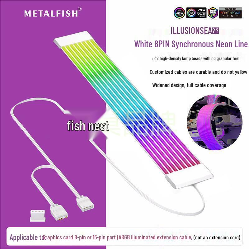 

Багатоколірна світлодіодна стрічка ARGB: Синхронізація неонової відеокарти та материнської плати, Світиться 24PIN та 8PIN корпус, Ілюзія зміни кольору.