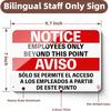 2 PCS Employees only Sign Bilingual 9.6x7 inch, Employee only Signs for Doors Aluminum, Employees only Beyond this Point Sign Reflective, Horizontal