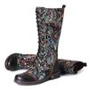 Fashion Women 'S Knee High Boots Soft Microfiber Leather Print Ladies Shoes Retro Style Platform Low Heel Woman Knight Long Boots