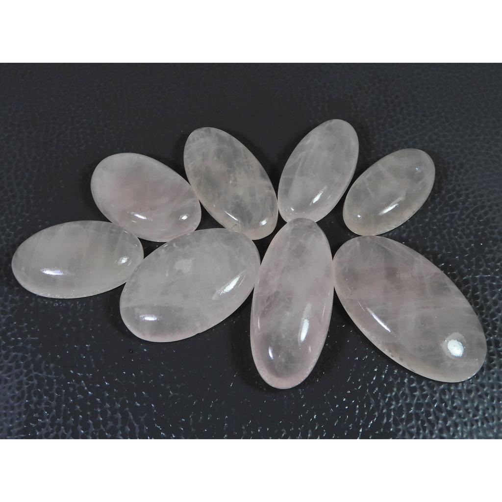 395Cts.Natural Pink Rose Quartz Oval Shape Cabachon Loose Gemstone 08Pcs Lot C-2521