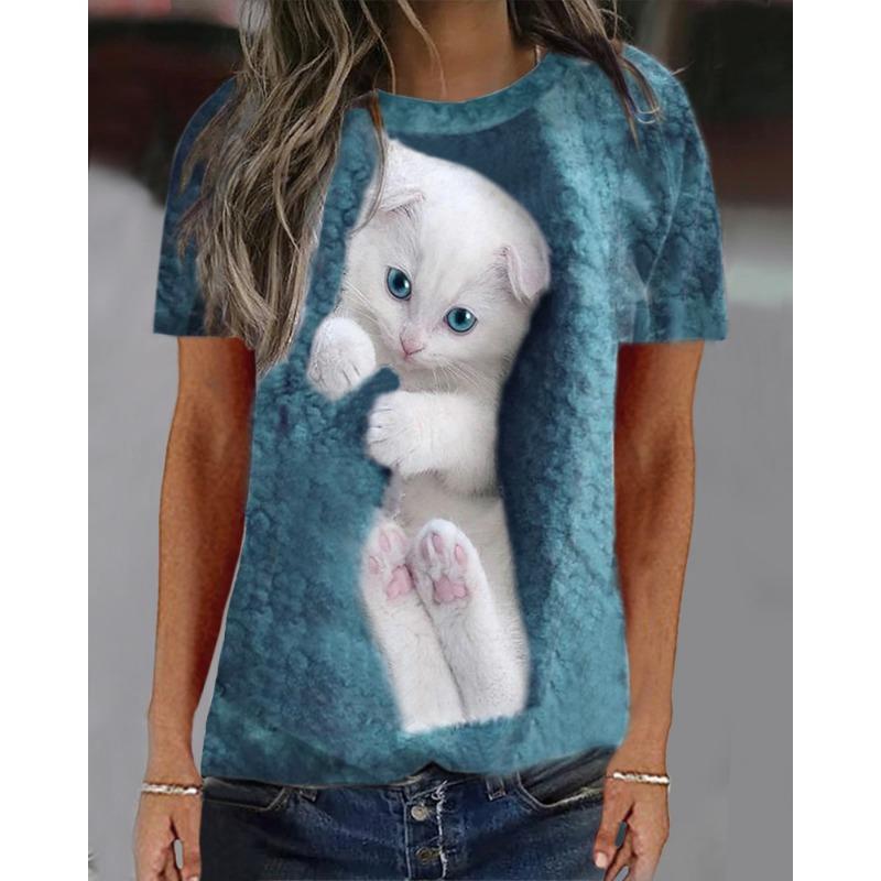 

Футболка с длинными рукавами и круглым вырезом с принтом животных весна-лето для женщин 5XL