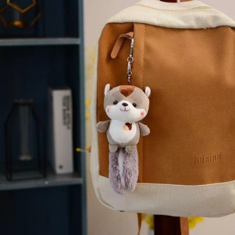 

Big Tail Squirrel Plush Toy Pendant Small Doll School Bag Hanging Bag Keychain Mini Doll Machine Accessories 14cm