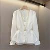Spring Autumn Waist-slimming Long-sleeved Shirt Elegant Casual and Fashion Base Blouse Solid Color Women's Shirts
