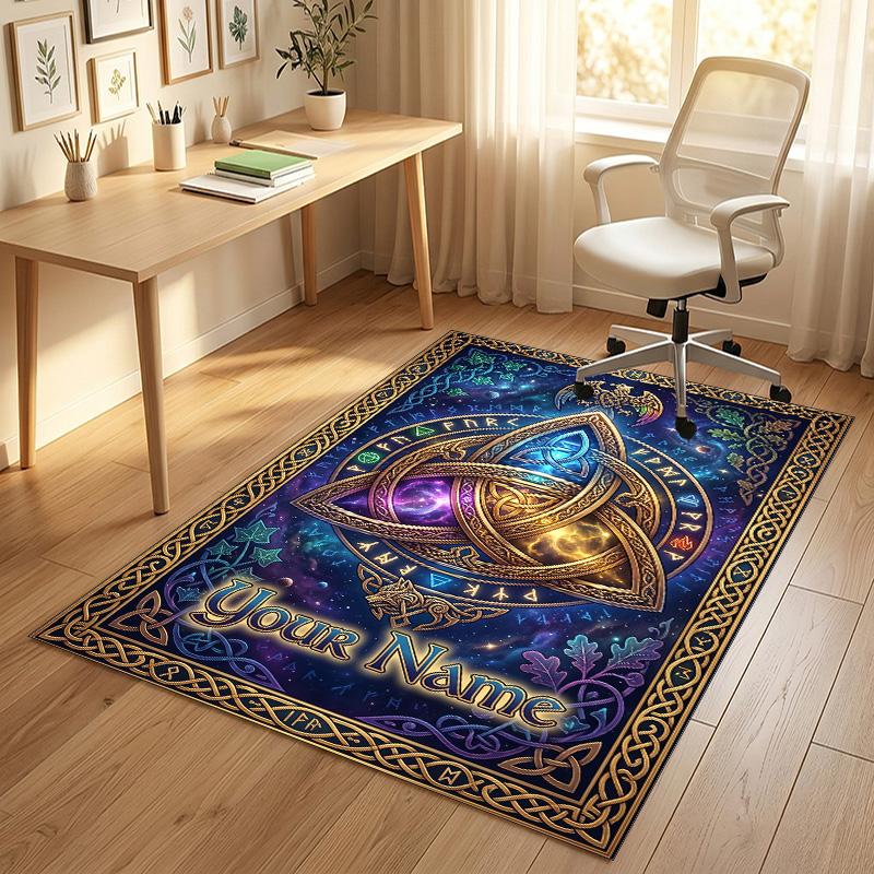 Ethereal Cat Theme Soft Crystal Velvet Rug Custom Name & Text Print Non Slip Floor Rug for Bedroom Living Room