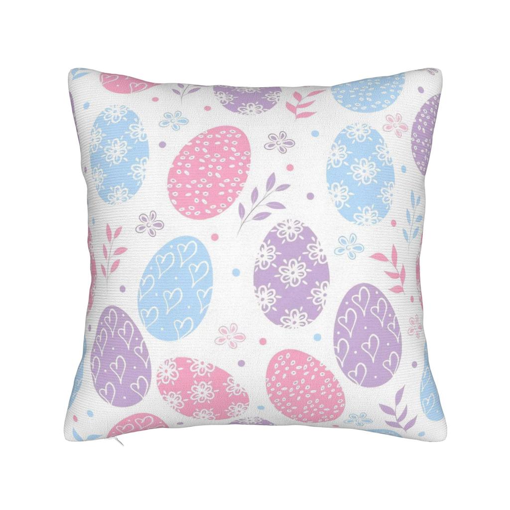 Eggs Easter Bunny Square Pillow Case Polyester Cushions for Sofa   Novelty Pillowcover Home Decor