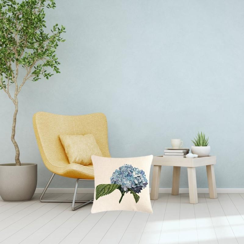 Stylishs Flower Cushions Cover Hydrangea Throw Pillow Cover Linen Material