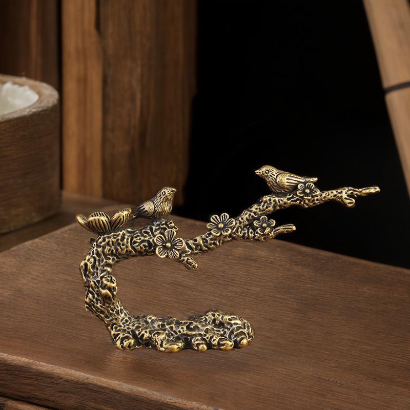 Brass Joyful Eyebrow Incense Holder - Pure Copper Agarwood Backflow Burner and Zen Tea Ceremony Ornament.