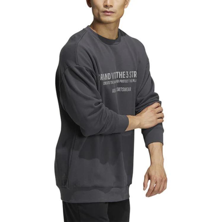 adidas Sweatshirts Men's Gray Crew Neck Moderate Regular HZ7018