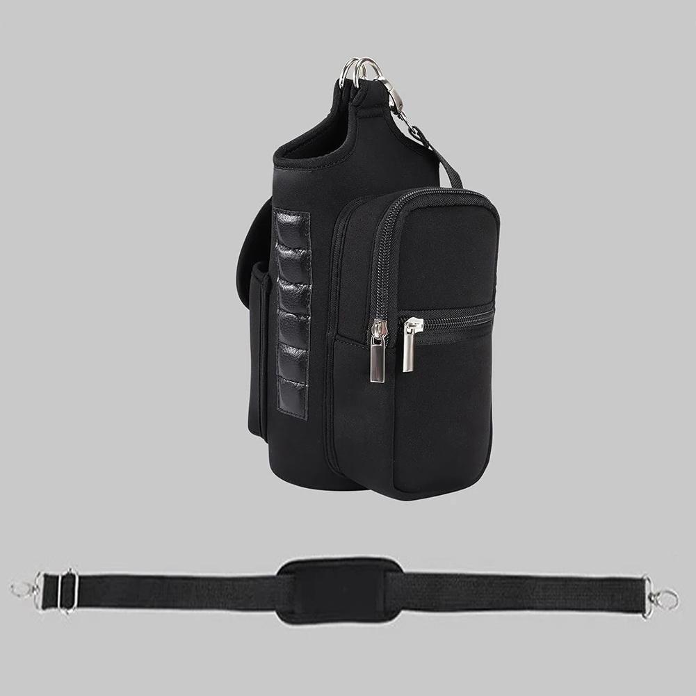 

Magnetic Water Bottle Holder Gym Water Bottle Carrier Bag W/ Phone Pocket Handle Shoulder Strap 6 Built-in Magnets Water Bottle чёрный