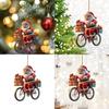 Santa Claus Rides Bike Decor Acrylic Pendant For Christmas Interior Enhancement