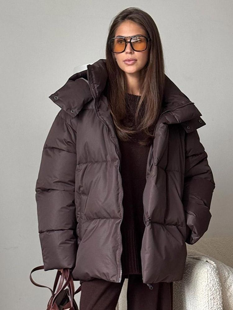 Available Now: 2024 Winter Deep Red Zipper Cotton Jacket with Stand-up Collar - European & American Style Warm Coat.