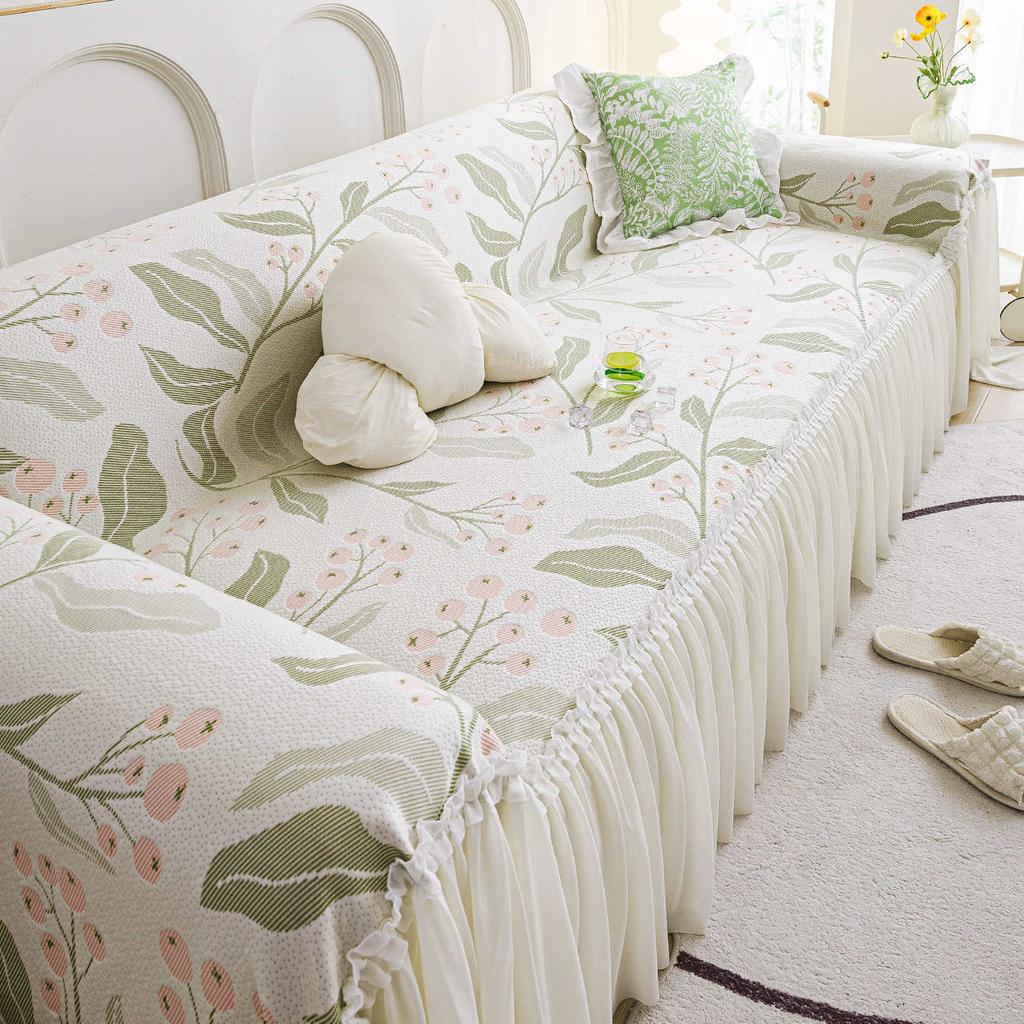 Summer Cool Ice Silk Sofa Towel Cover All-inclusive Skirt Cream Wind 2025 New Non-slip Sofa Towel