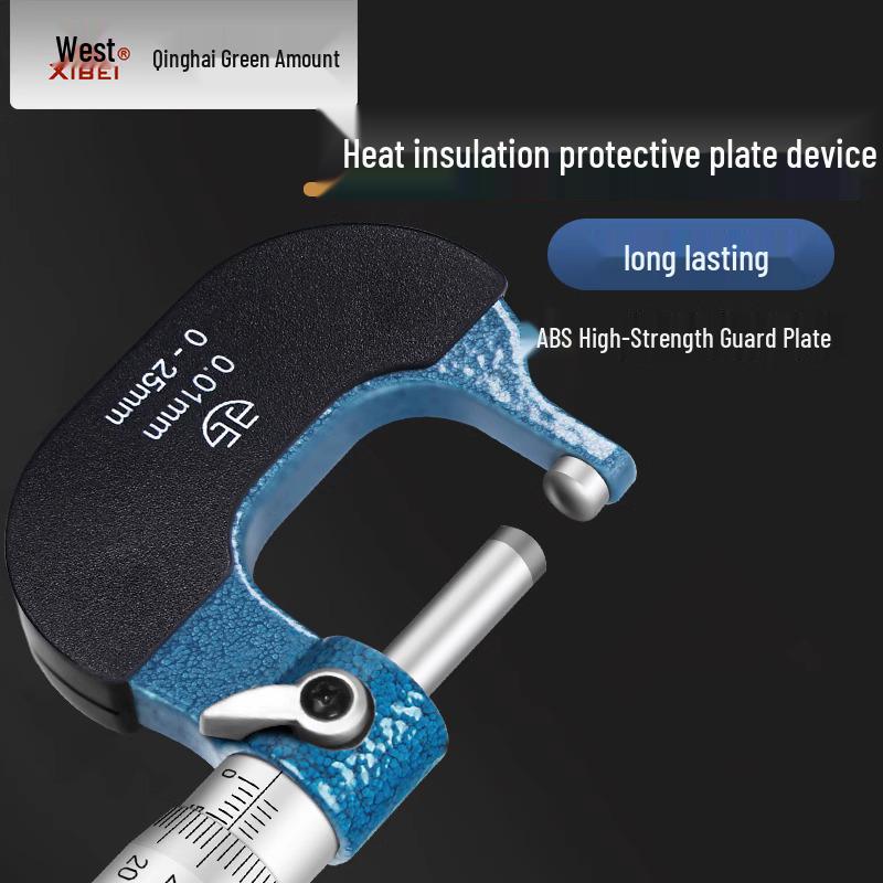 Blue Precision Carbide Alloy Spiral Micrometer Caliper 0-25mm, 0.01mm Resolution, Industrial-Grade Wall Thickness Measurement