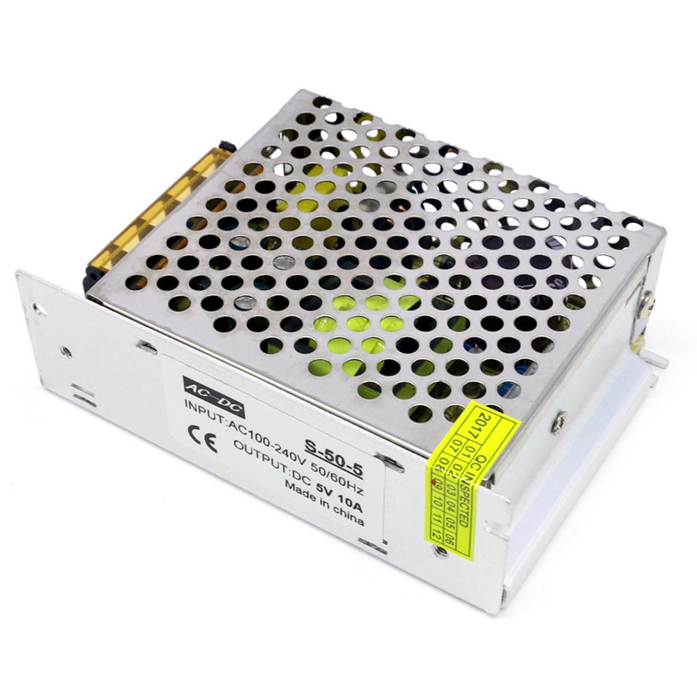 AC 100 240V'den DC 5V 10A 50W Voltaj Dönüştürücü Düzenlenmiş Anahtarlamalı Güç Kaynağı Adaptörü Dönüştürücü Şerit Işıklar İçin