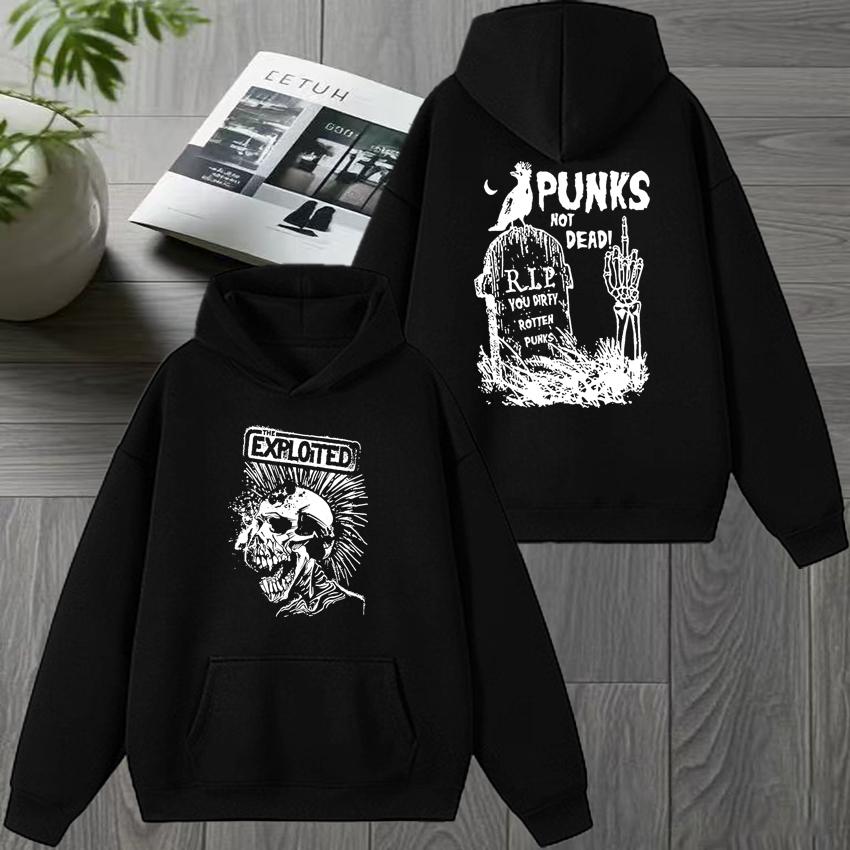 Rock bandThe Exploited Double Sided printed Winter Hoodie Unisex hip hop punk streetwear Men women vintage Fleece Sweatshirt