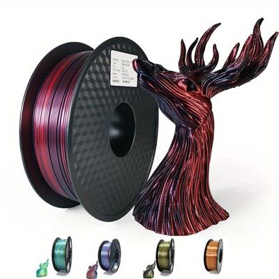 1ks dvoubarevné vlákno PLA pro 3D tiskárnu Dvoubarevný 3D tiskový materiál 1,75 mm Magic Two Colors Sublimation Duotone Silk Filaments