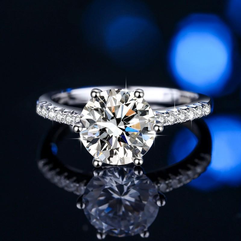 

Women s Six-Prong Moissanite Ring, Gold-Plated 925 Sterling Silver Size 10