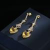 Luxury super flash heart-shaped citrine zircon S silver needle personality luxury peach heart female earrings