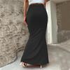 Casual Flowy Maxi Skirt High Waist Fold Over Floor Ankle Length Skirt for Female Solid Color Skirt Women's High Waist Skirt Commuter Fashion Skirt