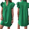Summer Fashion Versatile Lotus Leaf Sleeve V-neck Dress